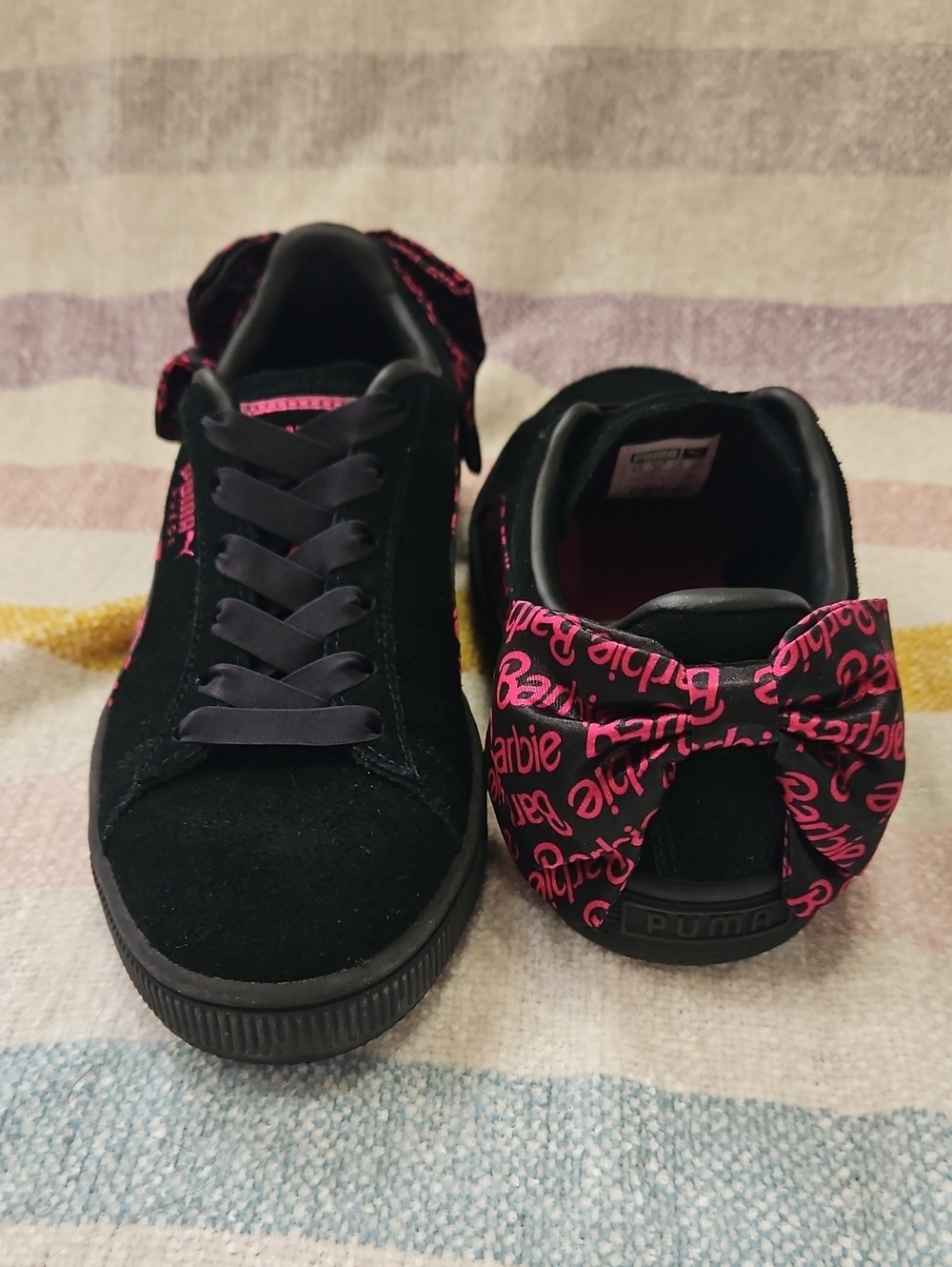 PUMA x Barbie Suede Classic Black & Pink Bow Sneakers